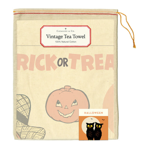 Cavallini Trick or Treat Halloween Tea Towel