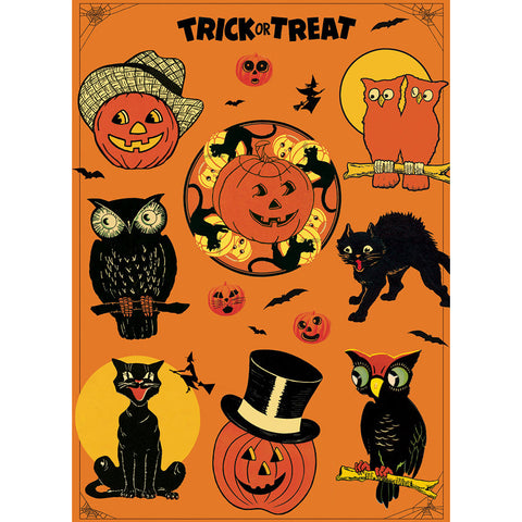 Cavallini Trick Or Treat Vintage Halloween Icons Poster