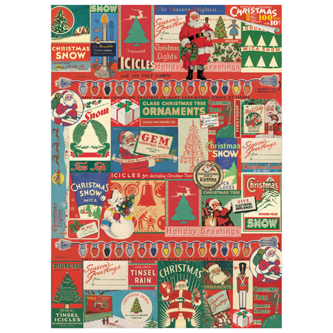 Cavallini Vintage Christmas Collage Poster