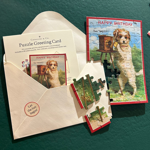 Happy Birthday Dog Puzzle Greeting Card - Cavallini
