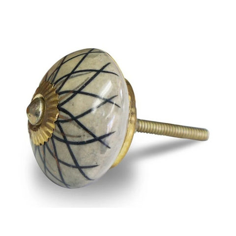 Ceramic Knob - Black Flower