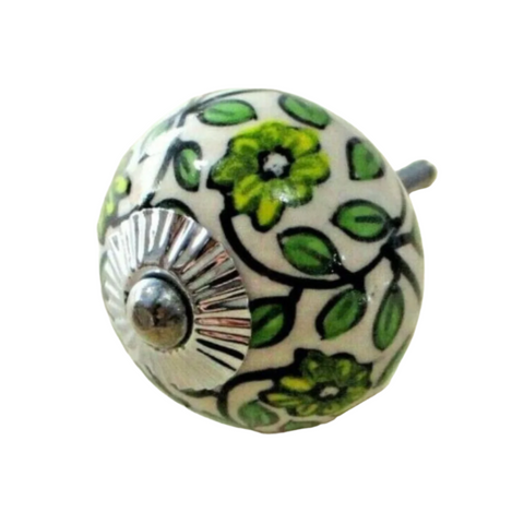 Ceramic Knob - Green Leaf