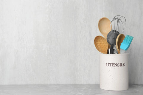 Ceramic Utensil Holder, Oatmeal