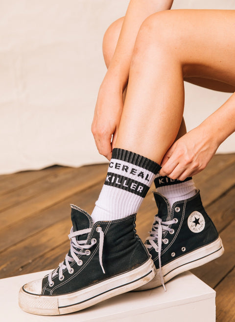 Cereal Killer Comfy Crew Socks by Pyknic