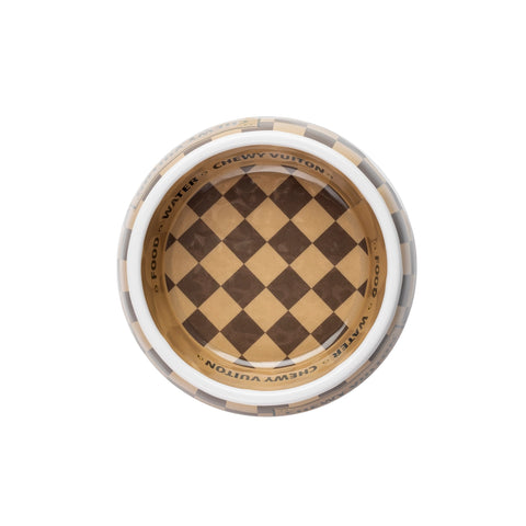 Checker Chewy Vuiton Dog Bowl - Small
