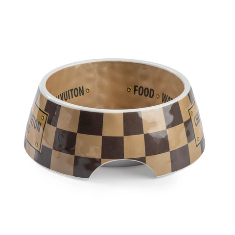 Checker Chewy Vuiton Dog Bowl - Small