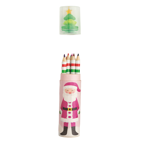 Christmas Pencil & Eraser Set - Pink Santa