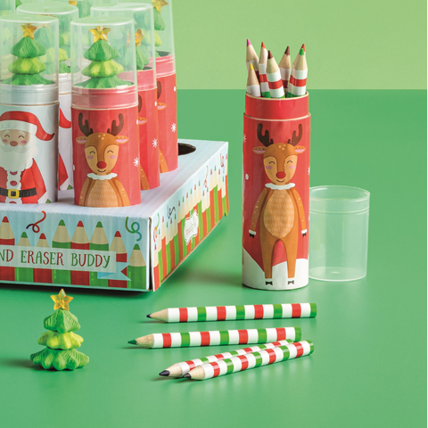 Christmas Pencil & Eraser Set - Reindeer
