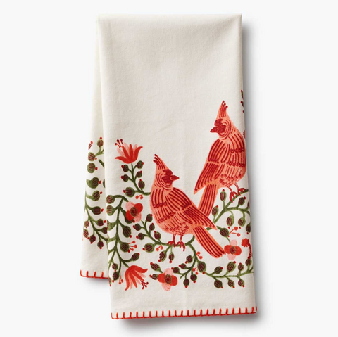 Christmas Cardinals Tea Towel - Rifle Paper Co