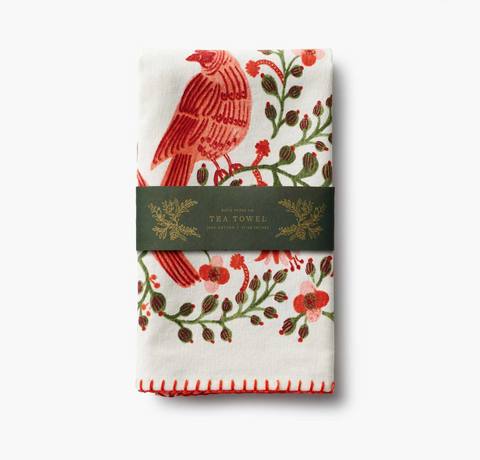Christmas Cardinals Tea Towel - Rifle Paper Co