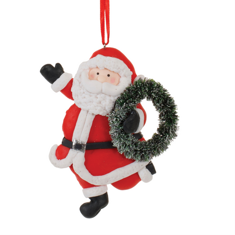Clay Dough Santa With Wreath Ornament