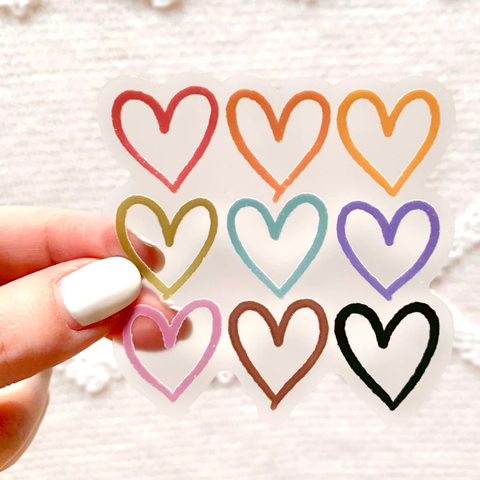 Clear Pride Hearts Sticker
