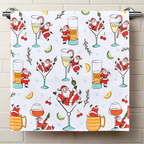Cocktails With Santa Tea Towel