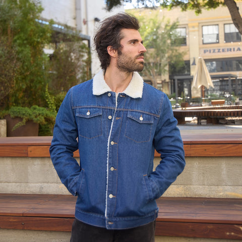 Convoy Denim Trucker Jacket with Sherpa Collar