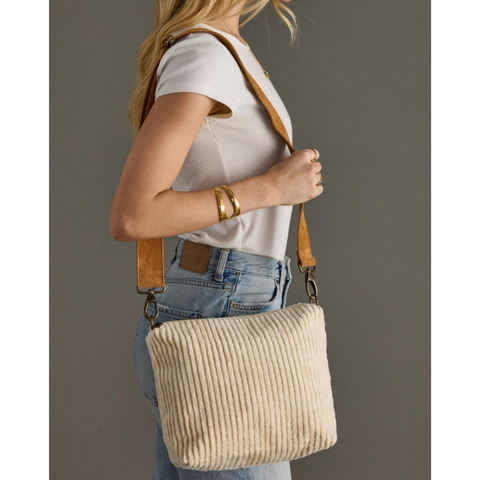 Corduroy Crossbody Bag, Cream