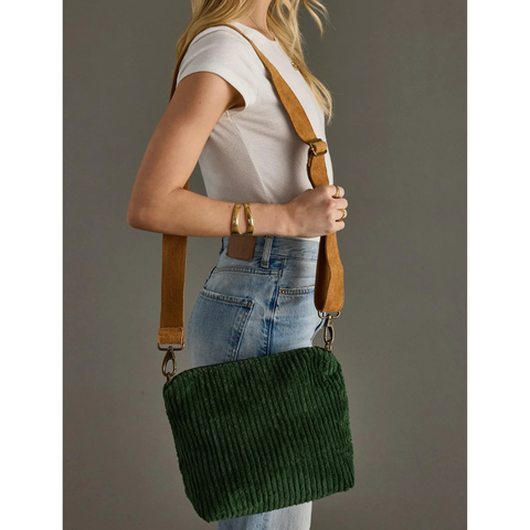 Corduroy Crossbody Bag, Dark Green