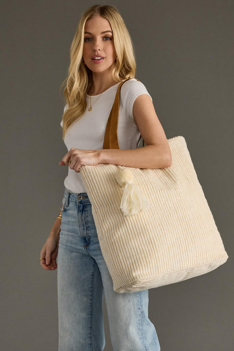 Corduroy Tote, Cream