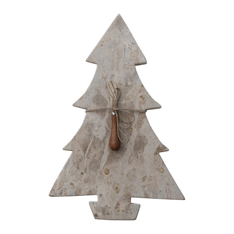 Coronado Tree-Shaped Marble Board + Canape Knife