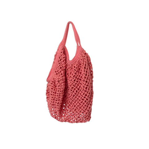 Cotton Crocheted Market Bag, Guava