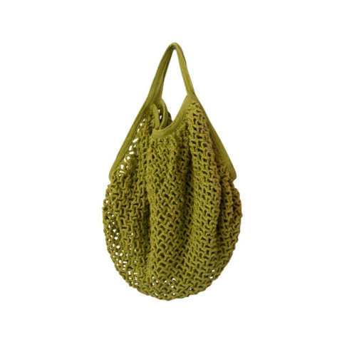 Cotton Crocheted Market Bag, Olive