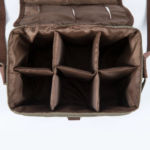 Craft Beer Caddy Cooler Tote with Opener - Khaki Green + Brown