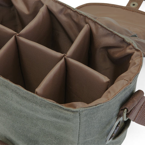 Craft Beer Caddy Cooler Tote with Opener - Khaki Green + Brown