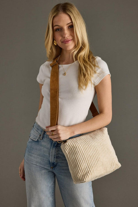 Corduroy Crossbody Bag, Cream