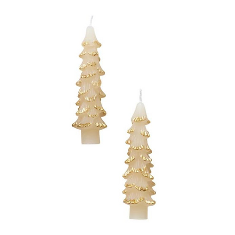 Tree Shaped 4.75" Taper Candles, Eggnog