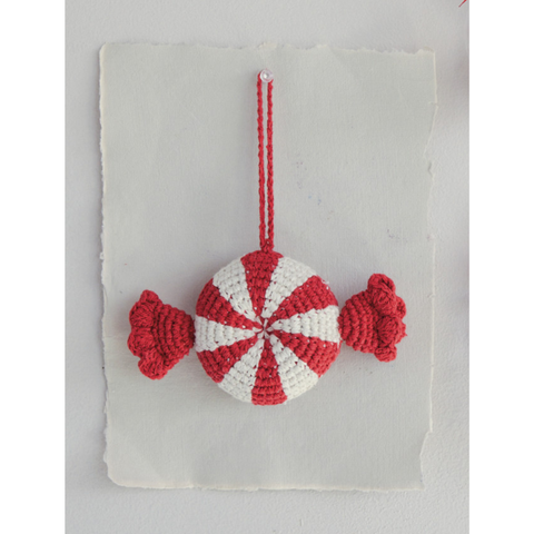 Crocheted Peppermint Candy Ornament