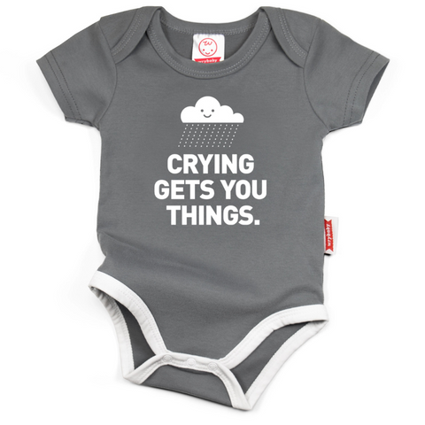 Crying Gets You Things Bodysuit - Grey