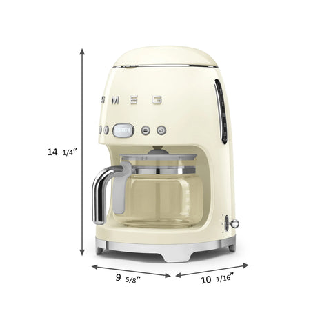 SMEG Retro Style 10-Cup Drip Coffee Machine with Filter, White