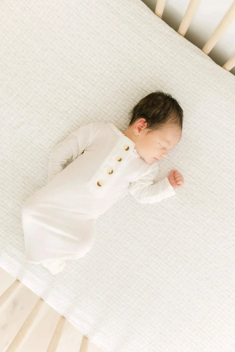 Knotted Baby Gown, Hat, Headband Set – Newborn Baby Girl Outfit - Dusty Rose - Stroller Society
