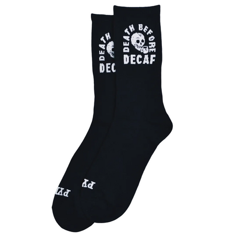 Death Before Decaf Comfy Crew Socks by Pyknic