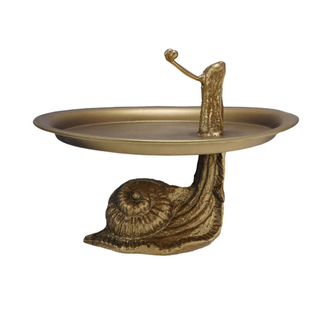 Decorative Metal Tray with Snail Shaped Stand