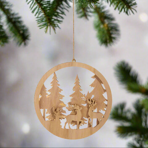 Deer In The Forest Layered Ornament
