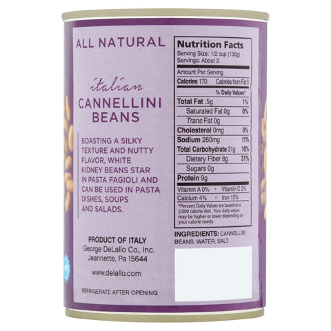 Delallo Imported Italian Cannellini Beans, 14 oz