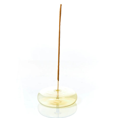 Dimple Hand Blown Glass Incense Holder, Yellow