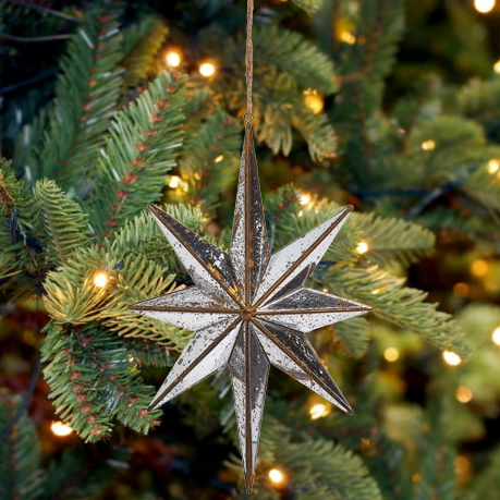 Distressed Mirrored Star Ornament, 9.75"