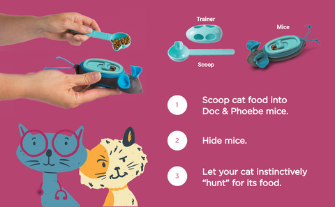 Doc & Phoebe's Indoor Hunting Cat Feeder