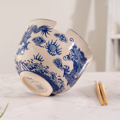 Donburi Bowl with Chopsticks - Blue Dragon