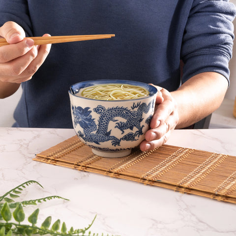 Donburi Bowl with Chopsticks - Blue Dragon