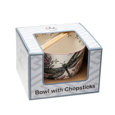 Donburi Bowl with Chopsticks - Dragonfly