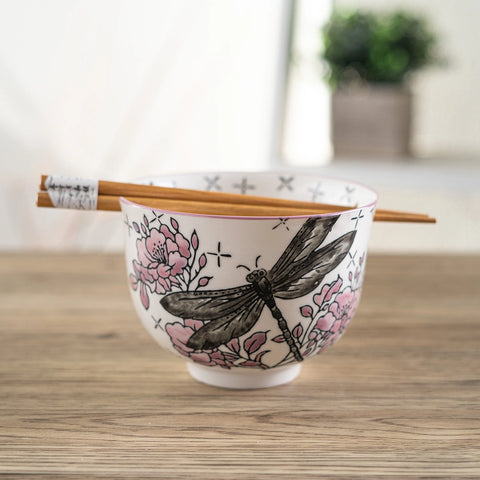 Donburi Bowl with Chopsticks - Dragonfly