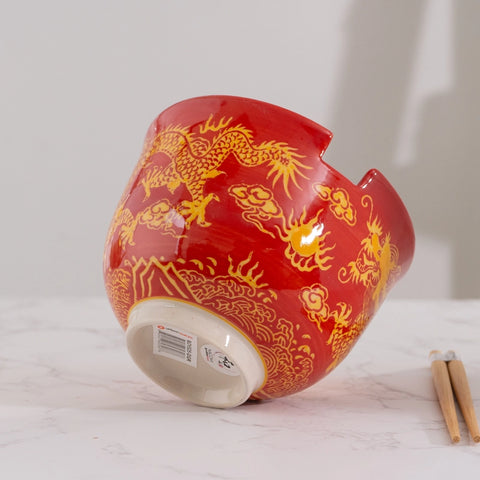 Donburi Bowl with Chopsticks - Gold Dragon