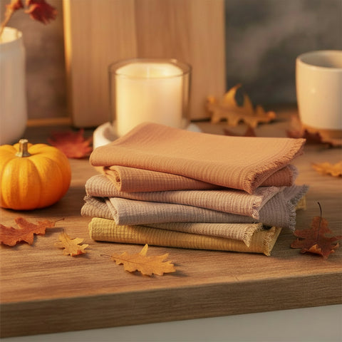 Double Cloth Tea Towel with Fringe - Rust