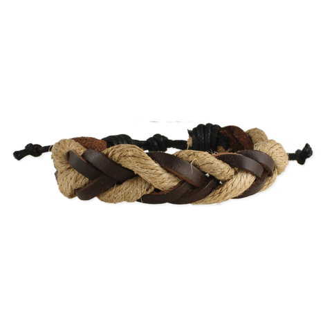 Driftwood Braided Leather & Jute Bracelet