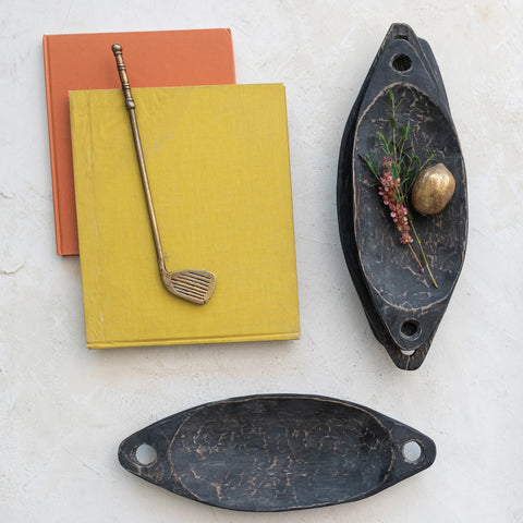 Earth + Ember Oblong Wood Tray With Handles