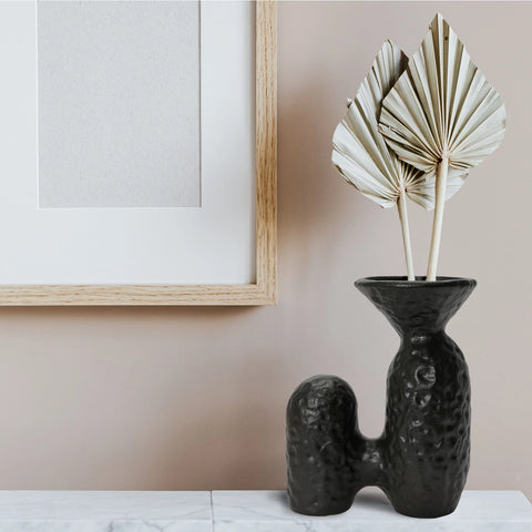 Earth + Ember Sculptural Vase, Black