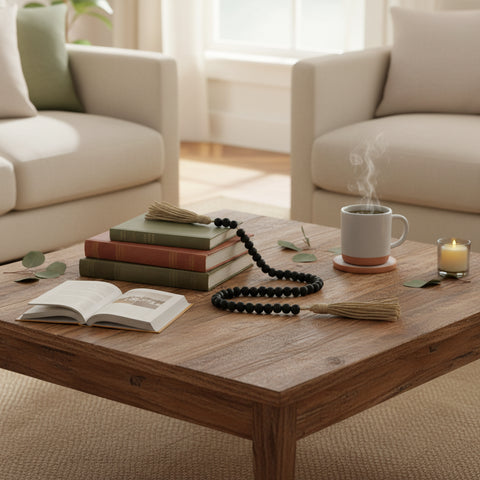 Earth + Ember Wood Bead Garland, 28"