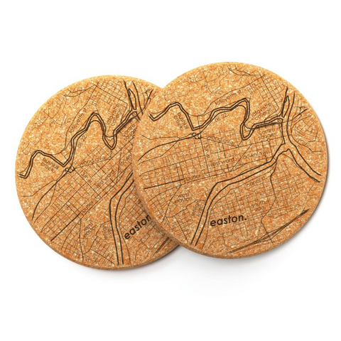 Easton Map Cork Coasters, Set of 2